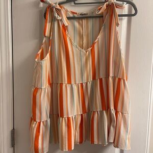 Striped Sleeveless Blouse with Tie Straps